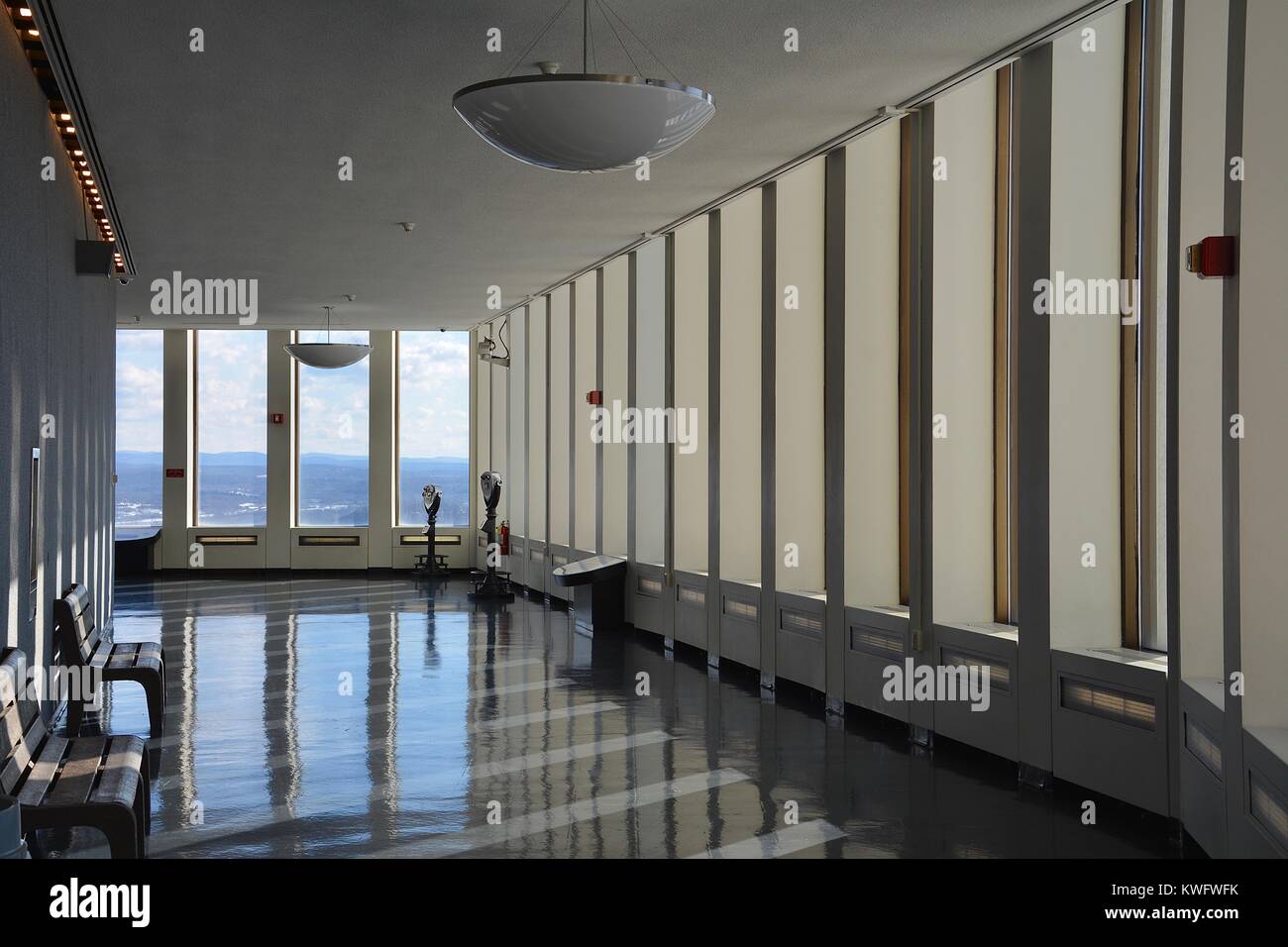 Interior of the Corning Tower 42nd floor Observation Deck at the Capitol Plaza in New York State's capital Albany, Upstate NY, USA Stock Photo