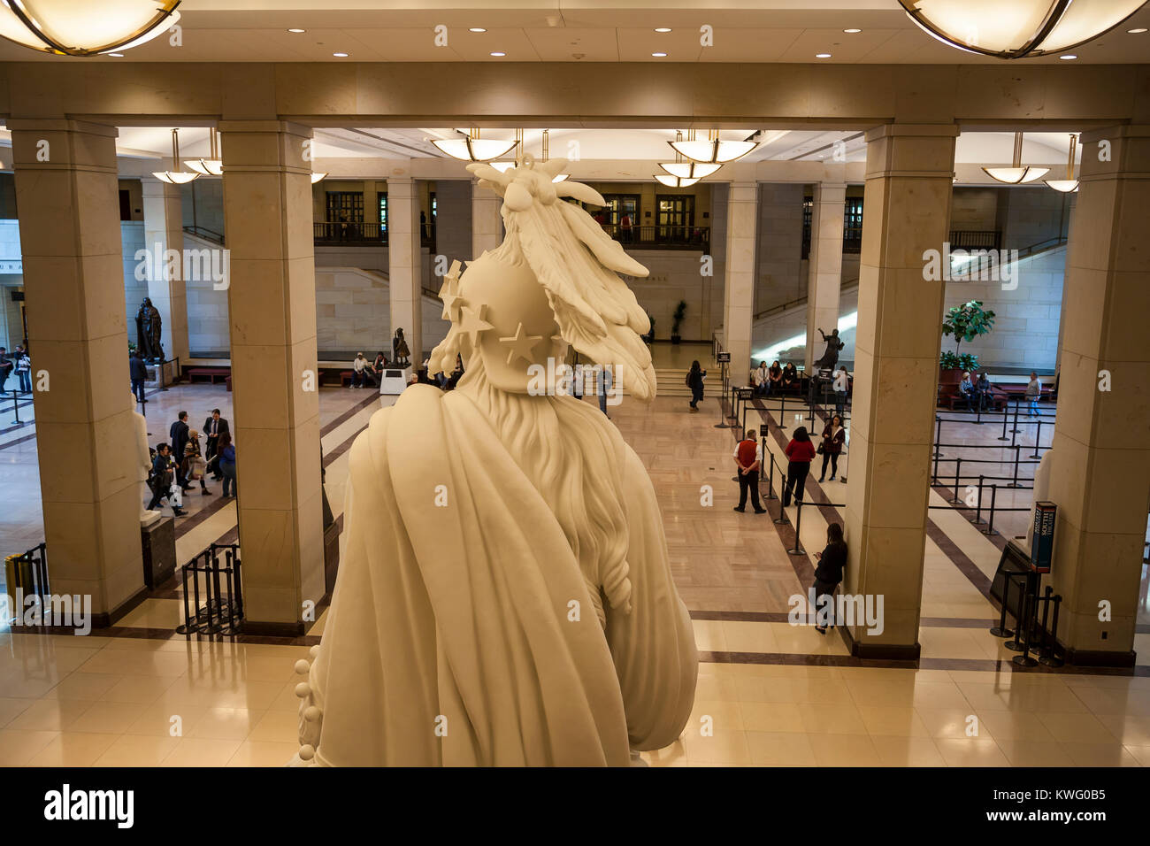 Rear view of Statue of Freedom inside the US Capitol's visitor center, Washington DC, USA Stock Photo