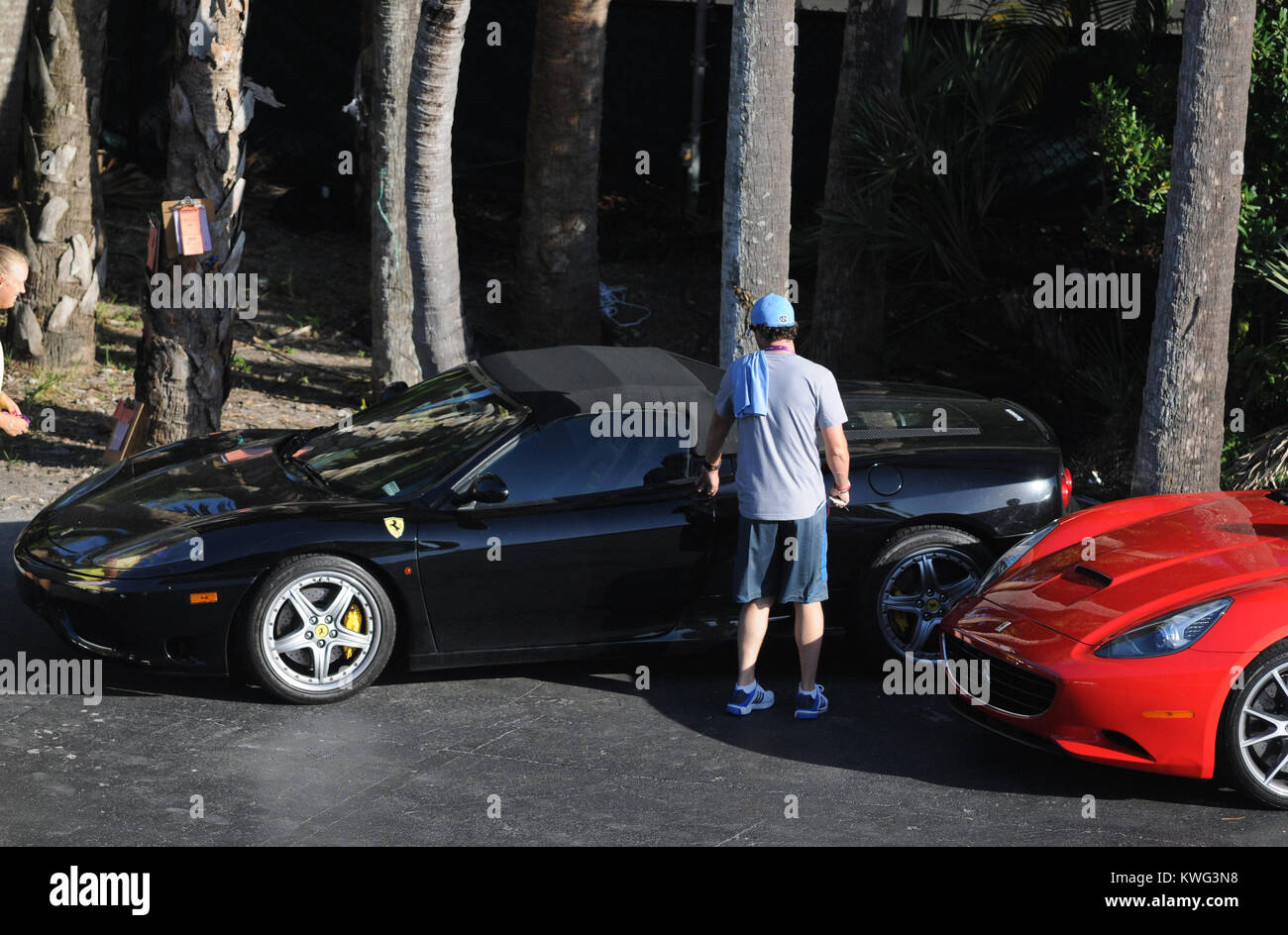 KEY BISCAYNE, FL - MARCH 23: Victoria Azarenka in her Ferrari stops Stock Photo ...