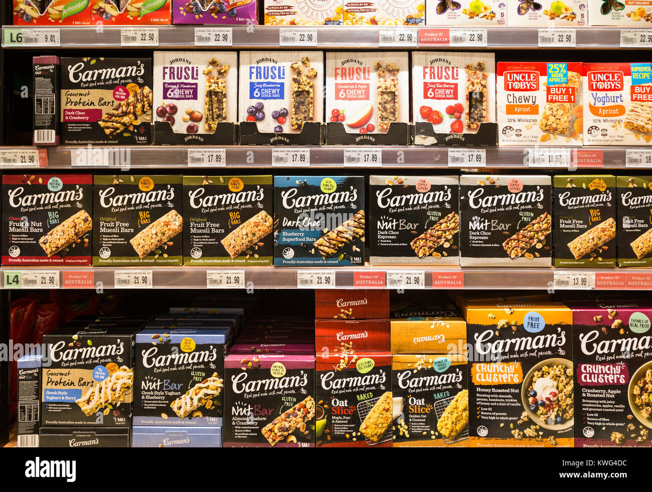 KUALA LUMPUR, MALAYSIA DECEMBER 22, 2017 Cereals bars are displayed