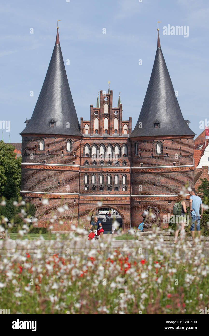 Holstentor town gate, Lübeck, Schleswig-Holstein, Germany, Europe Stock Photo