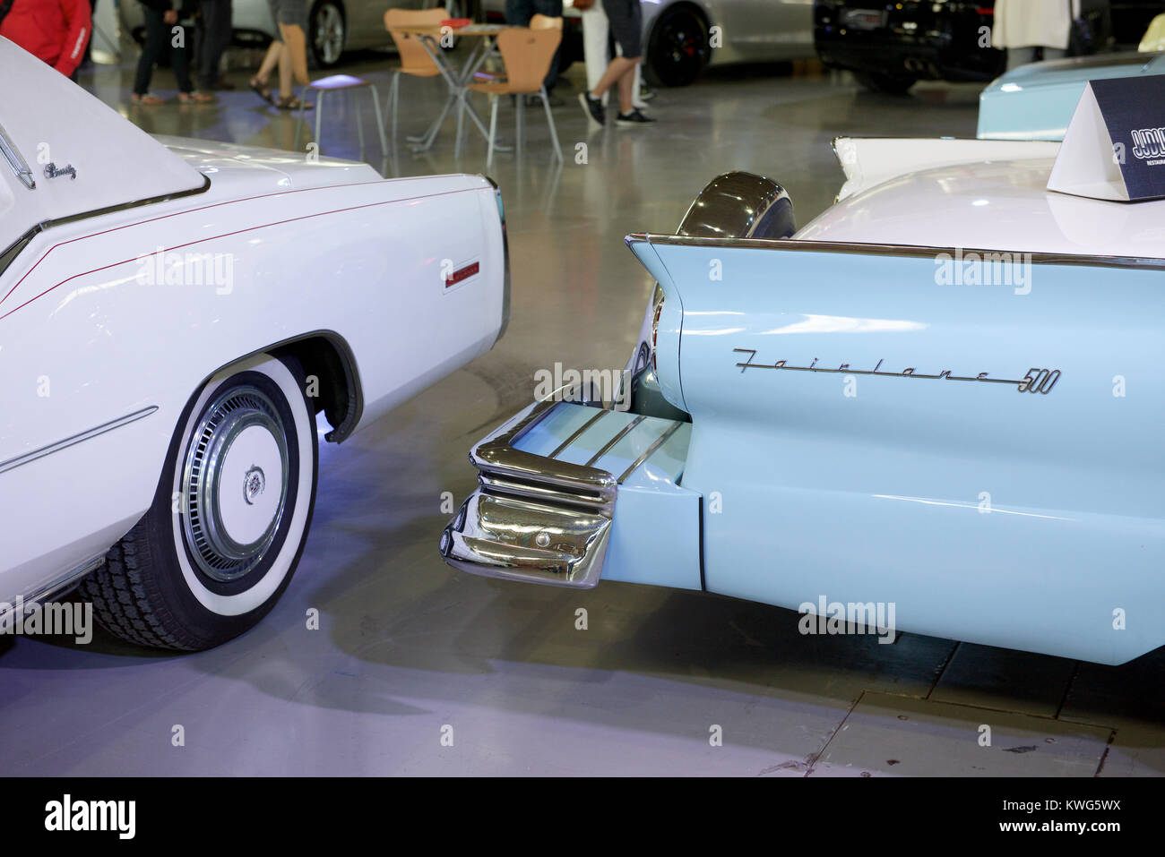 Detail showing contrast between rear fenders of classic cars Stock Photo Alamy