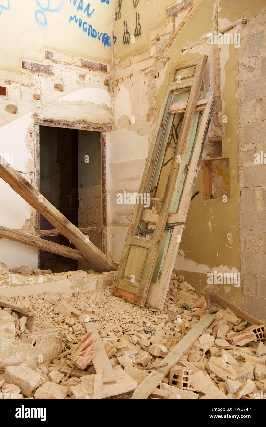 Interior of a derleict building Stock Photo - Alamy