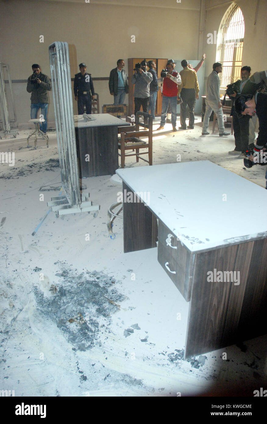 Views after gas cylinder blast at Mental Hospital located on Jail Road