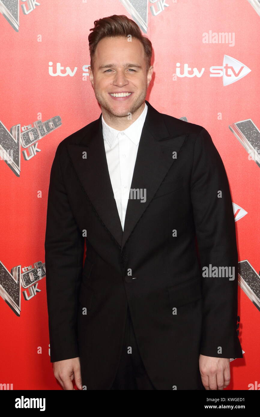 London, UK. 03rd Jan, 2018. Olly Murs at The Voice Press Launch at the