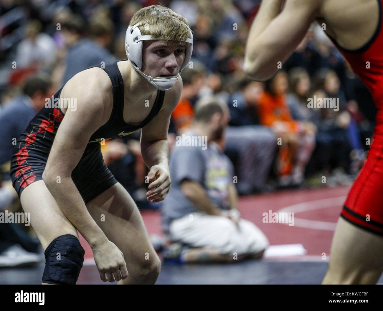 Des Moines, Iowa, USA. 15th Feb, 2017. Assumption's Sean Casey looks to