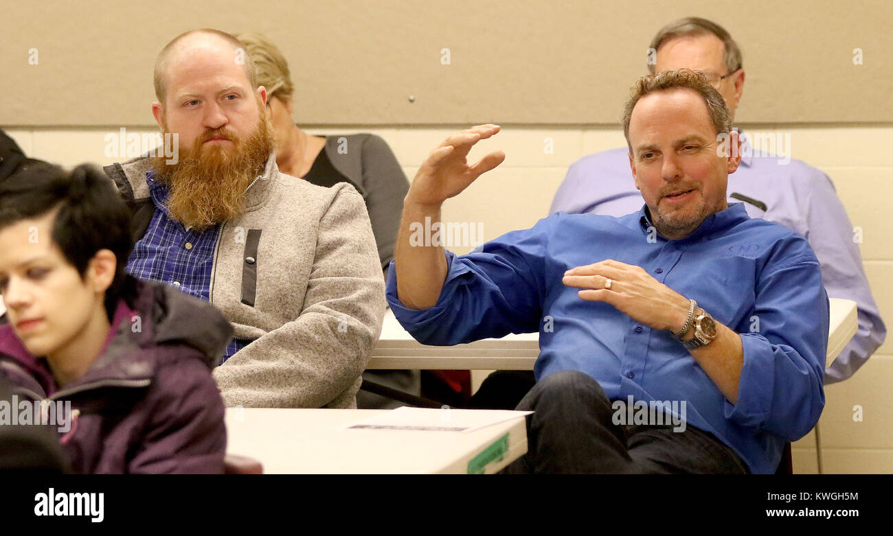 Dewitt, Iowa, USA. 1st Nov, 2017. Dave Necker of DeWitt expresses his