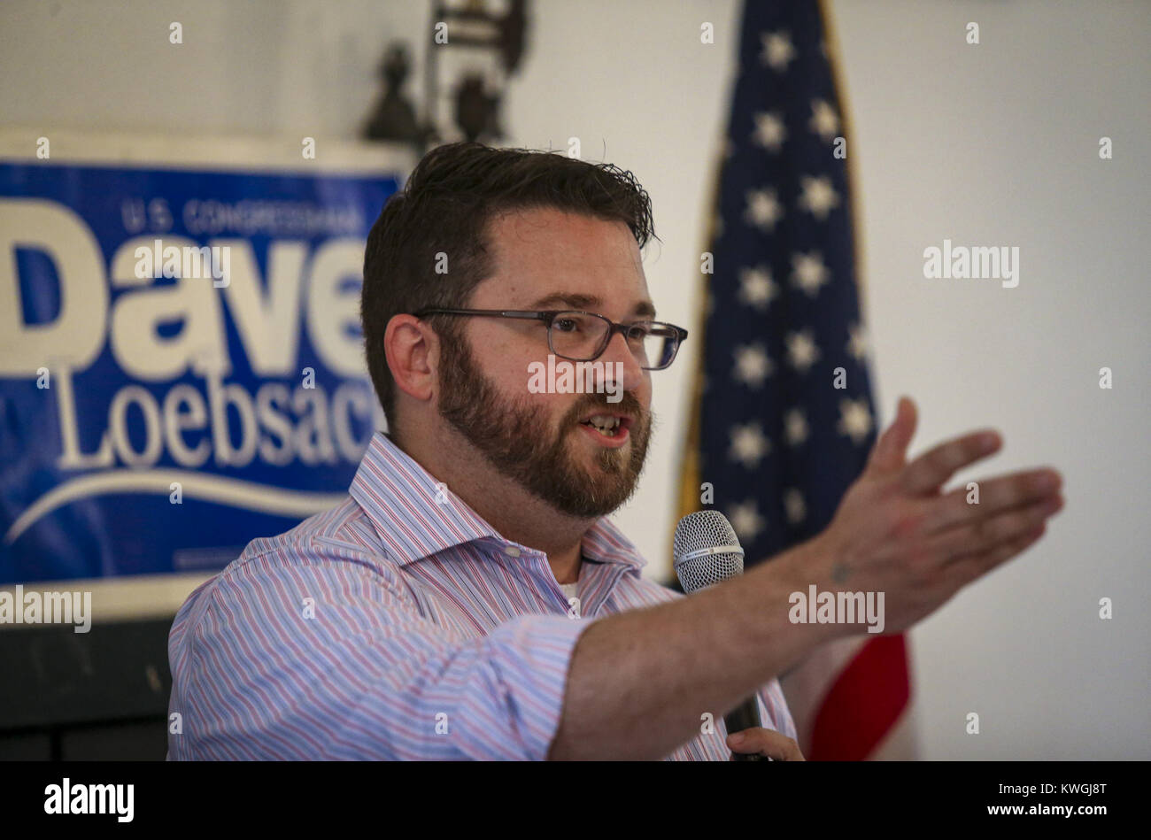 Davenport, Iowa, USA. 20th Aug, 2017. Chairman of the Iowa Democratic Party Troy Price speaks at the Duck Creek Lodge in Davenport on Sunday, August 20, 2017. Scott County Democrats held their summer picnic with four candidates for Iowa governor in attendance. Credit: Andy Abeyta, Quad-City Times/Quad-City Times/ZUMA Wire/Alamy Live News Stock Photo