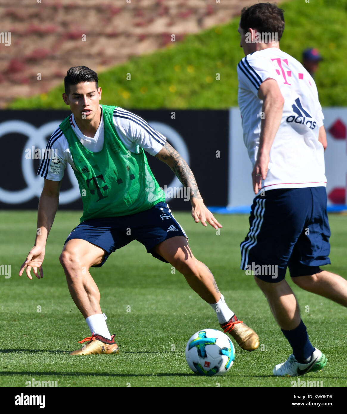 Doha. 3rd Jan, 2018. Bayern Munich's James Rodriguez participates in the training session at the Aspire Academy of Sports Excellence in the Qatari capital Doha on Jan. 3, 2018. Credit: Nikku/Xinhua/Alamy Live News Stock Photo