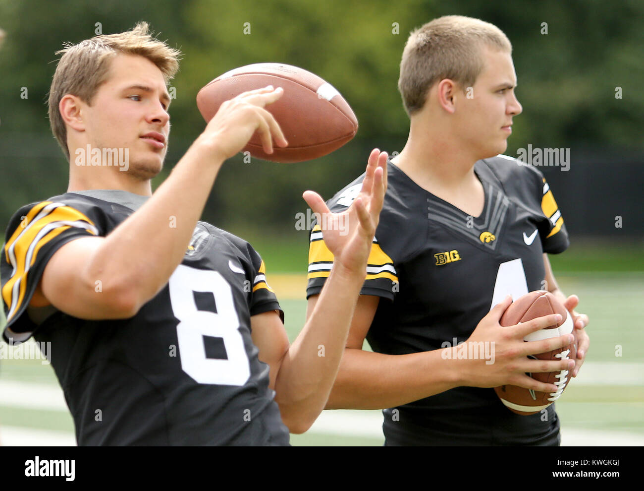 Iowa City, Iowa, USA. 5th Aug, 2017. Iowa quarterbacks Tyler Wiegers