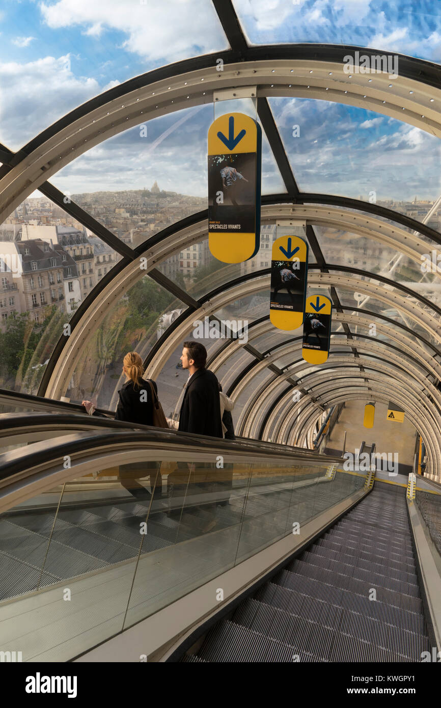 France, Paris, Georges Pompidou Center, escalator Stock Photo