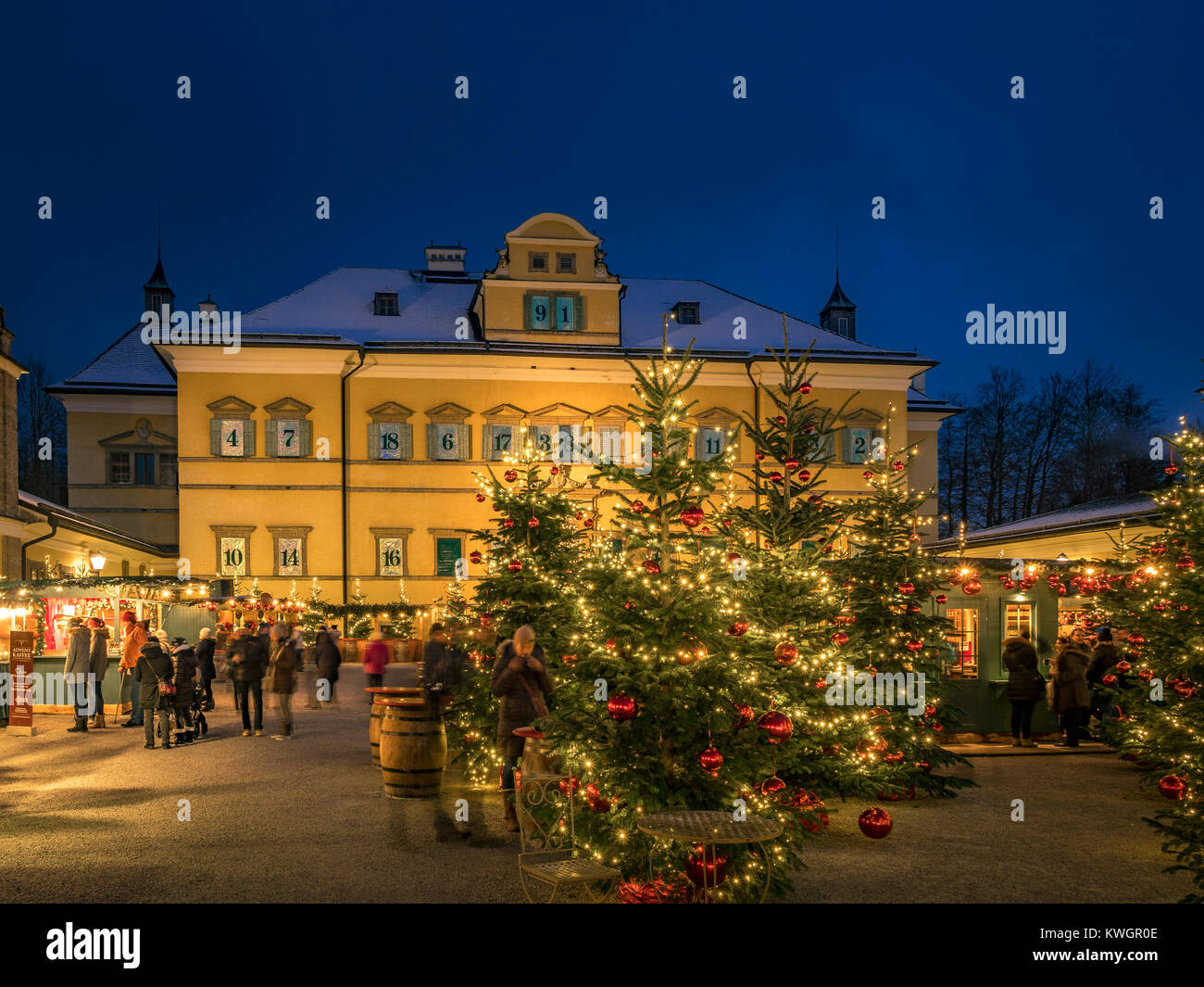 Christmas Market, Christkindlmarkt Hellbrunn Palace, Hellbrunn Advent Magic, Salzburg, Austria, Europe Stock Photo