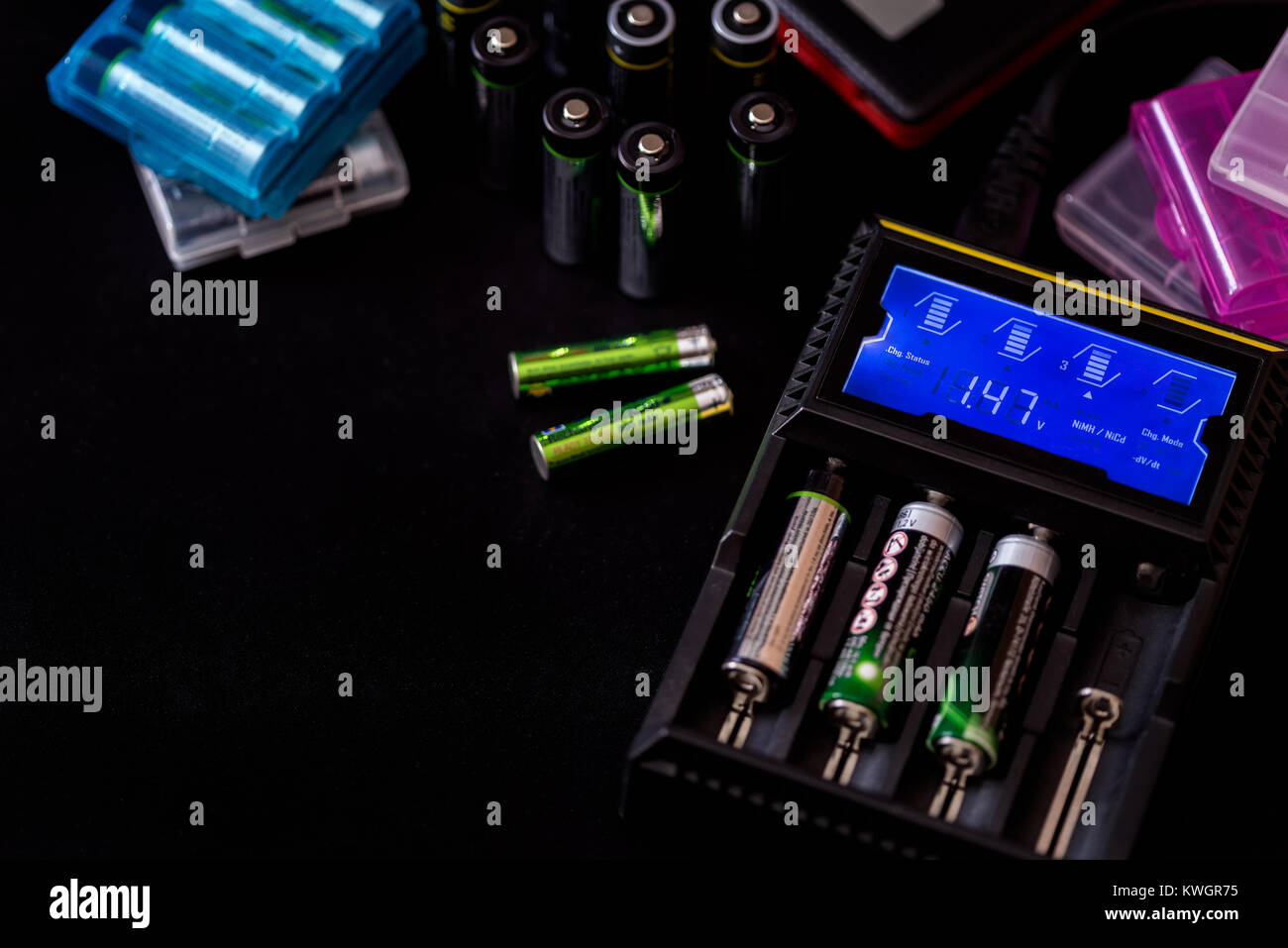 Electronic Chargers with display for rechargeable batteries with many
