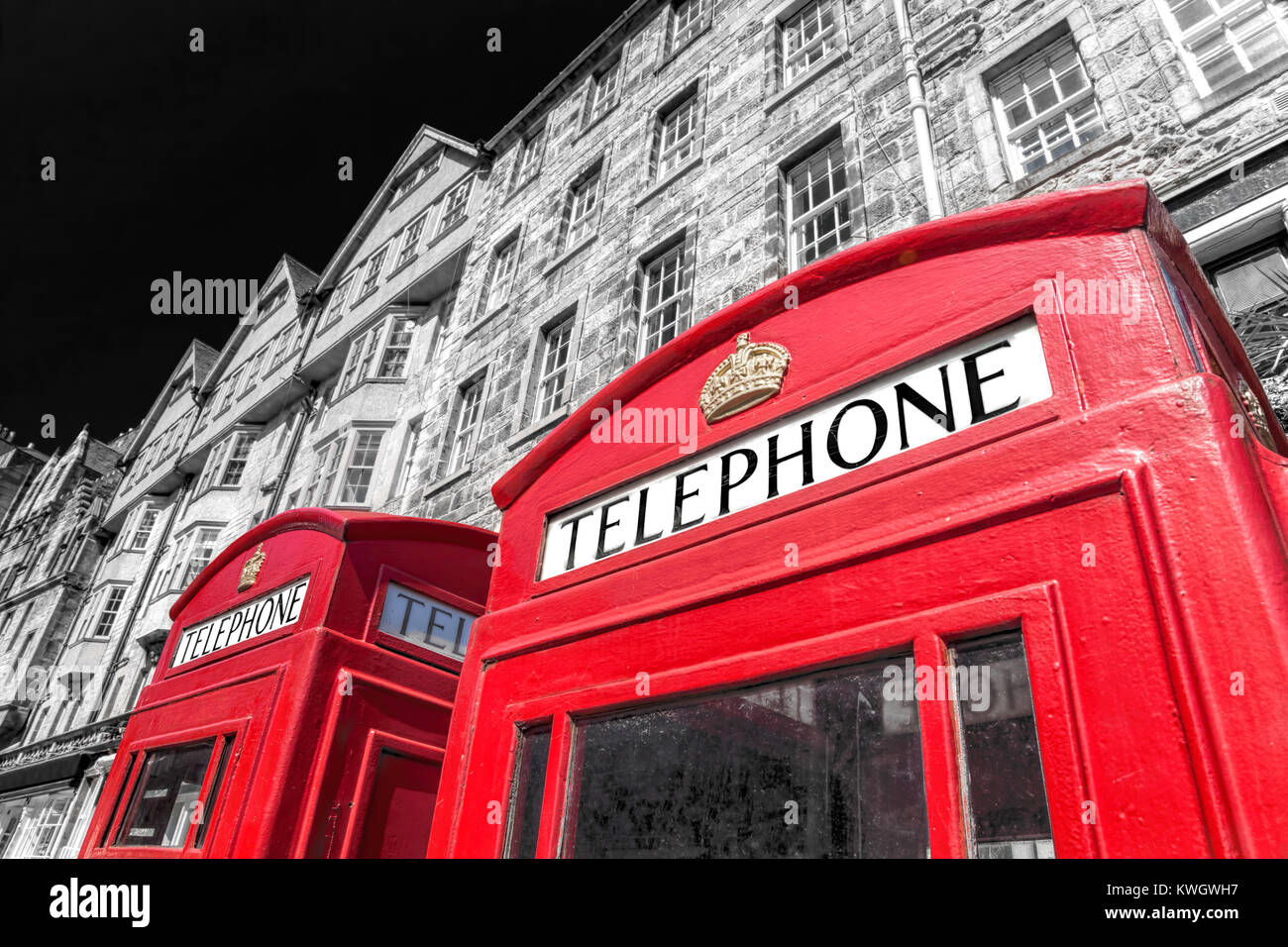 Red phone boots in Edinburgh, Scotland, UK Stock Photo Alamy
