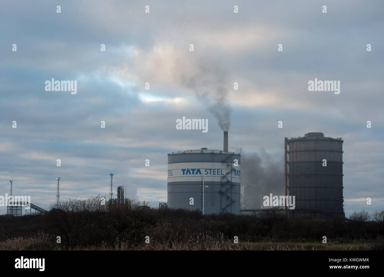 Tata Steel works at Port Talbot in Wales Stock Photo