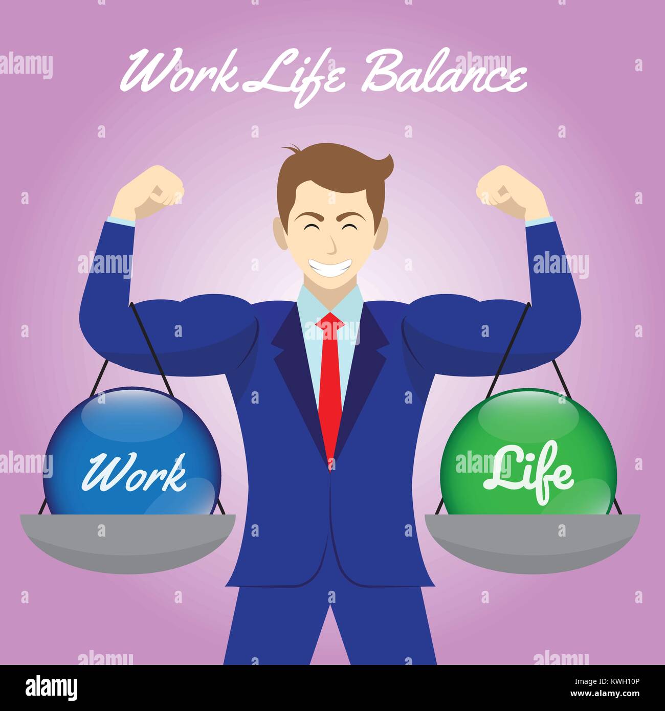 Vector Business Concept As Illustration Of Blue Work And Green Life ...