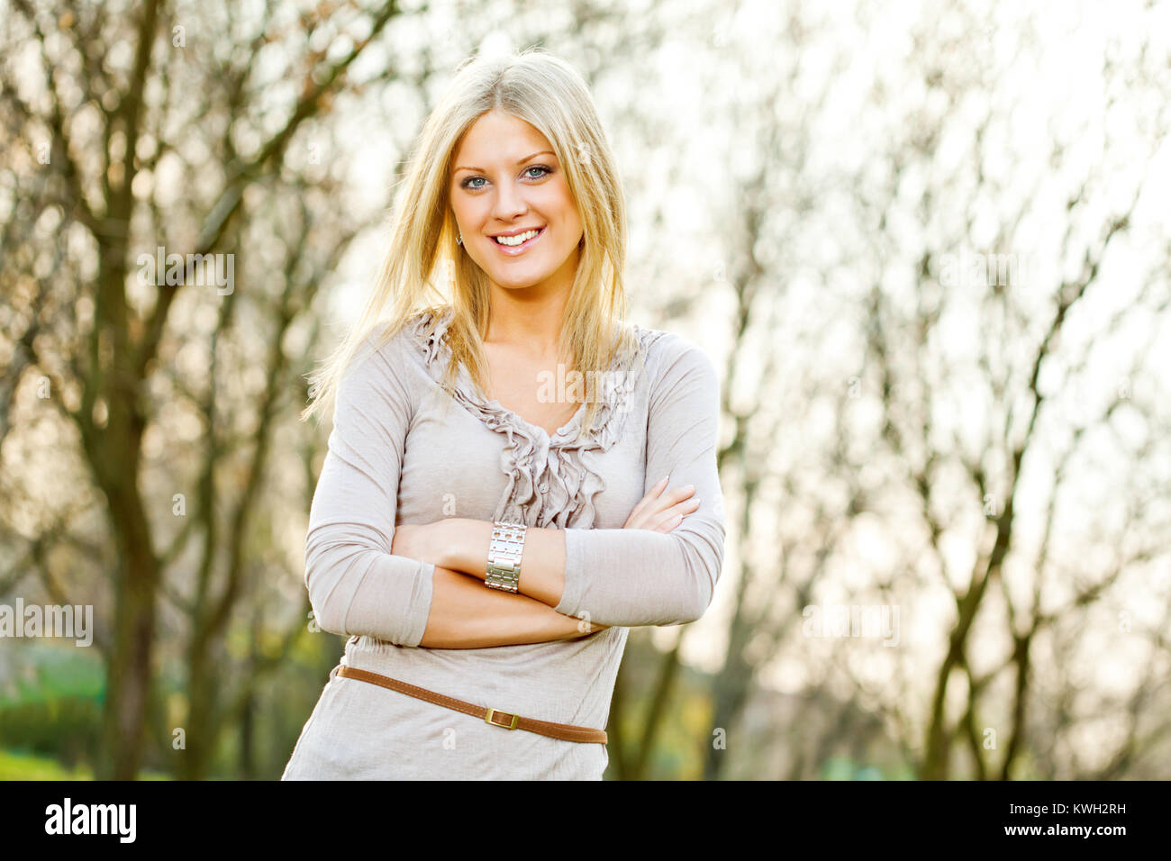 Portrait of young happy woman Stock Photo - Alamy