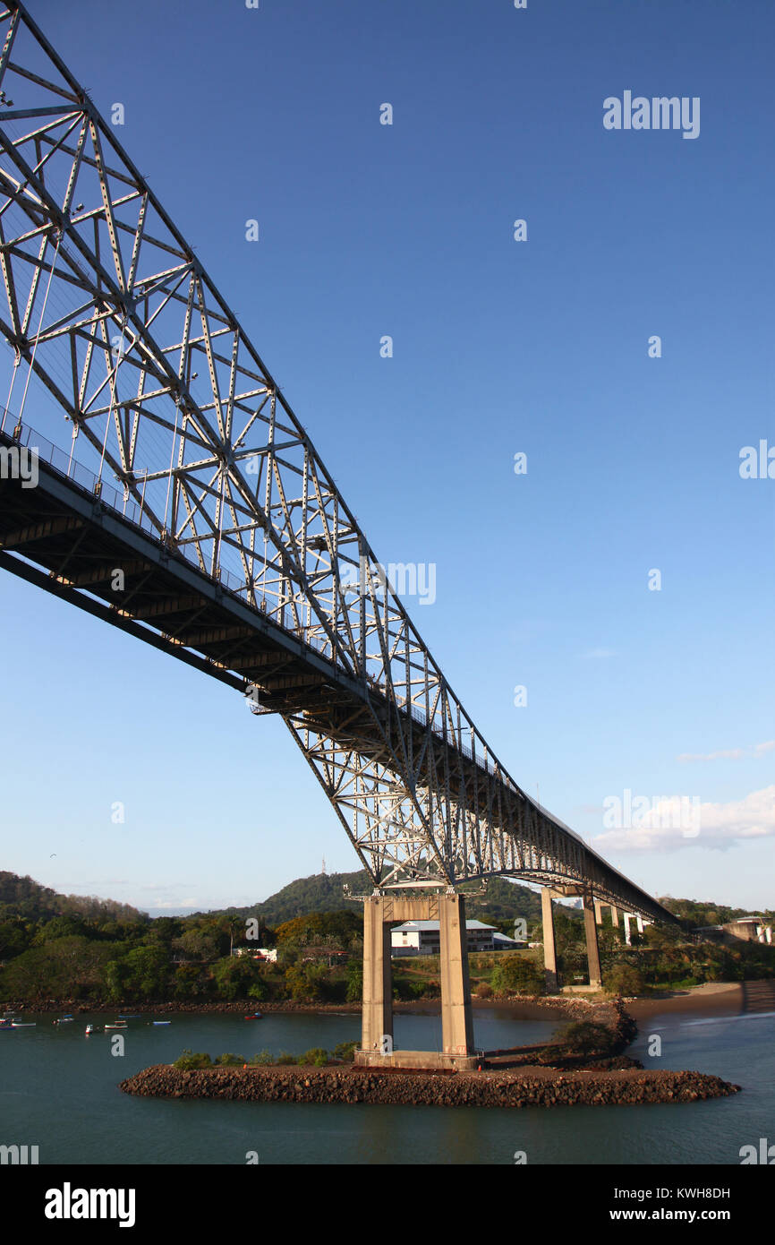 Bridge of the Americas, from below, Panama City, Panama. Stock Photo