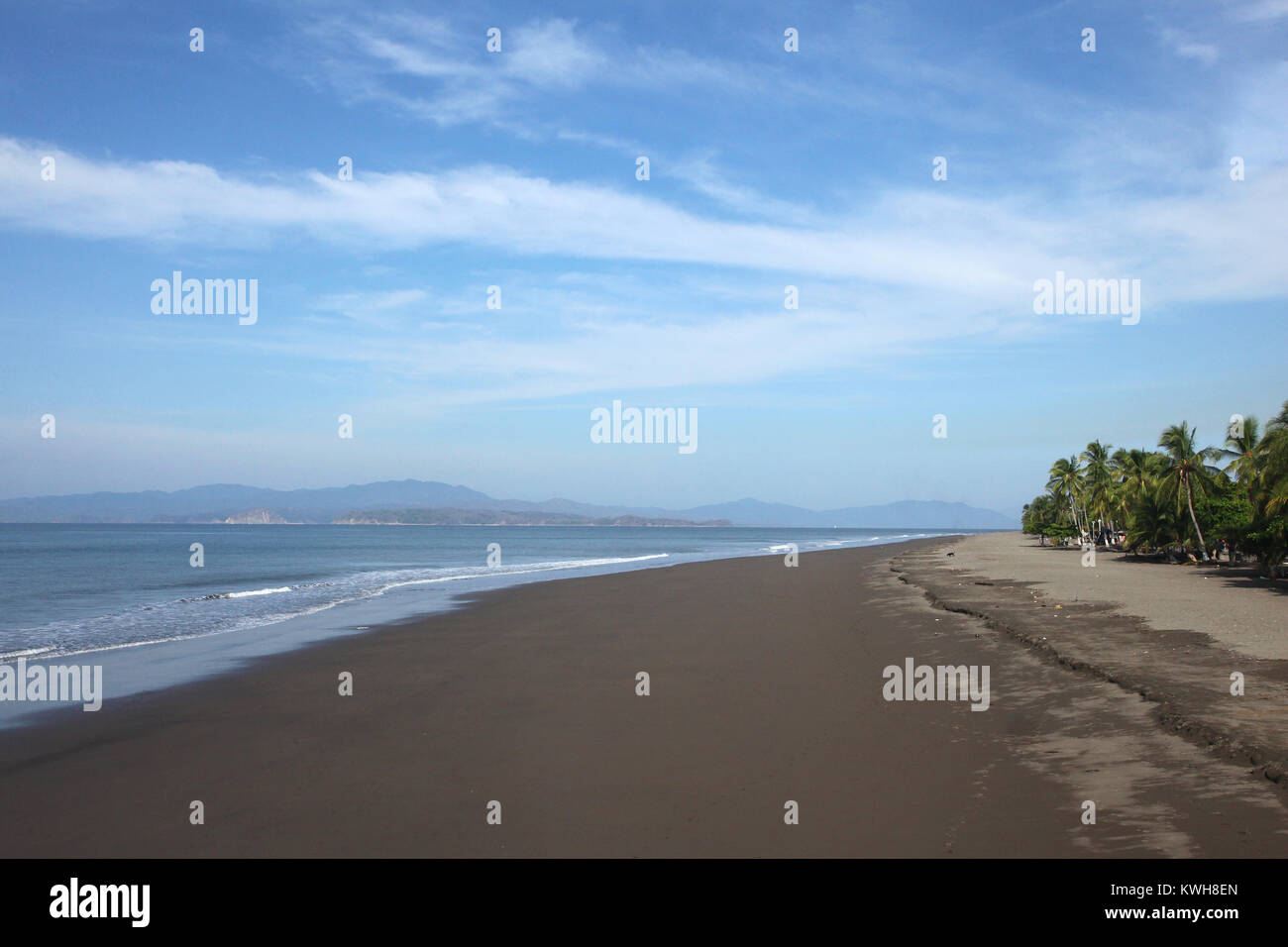 Long brown sandy beach of Puntarenas, Costa Rica, Central America. Stock Photo