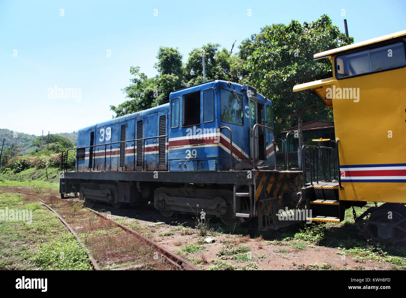 Train in Puerto Limon, Costa Rica, Central America. Stock Photo