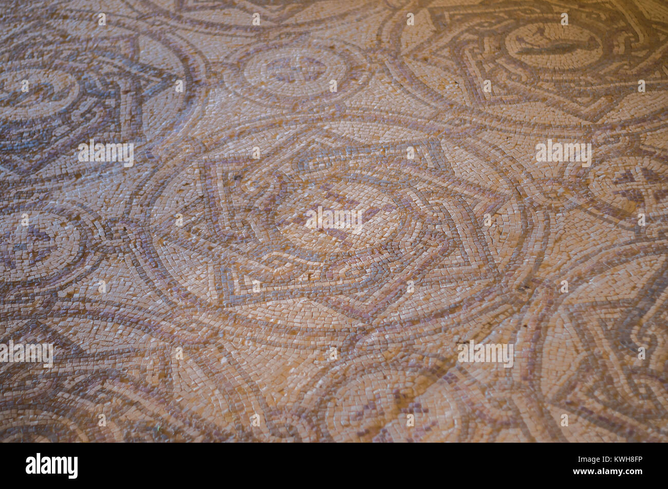 Chouf District, Lebanon, April 05 - 2017: Mosaic floor with inverted swastika in historic palace located inside the Beit ed-Dine (Beiteddine) palace, Stock Photo