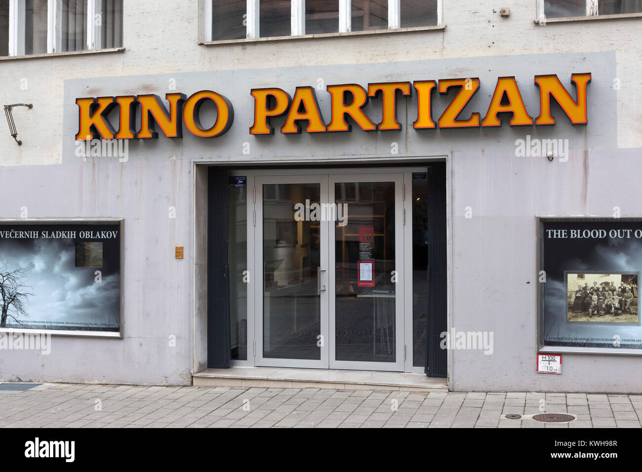 Kino Partizan in Maribor, Slovenia. The building has been a cinema. Stock Photo