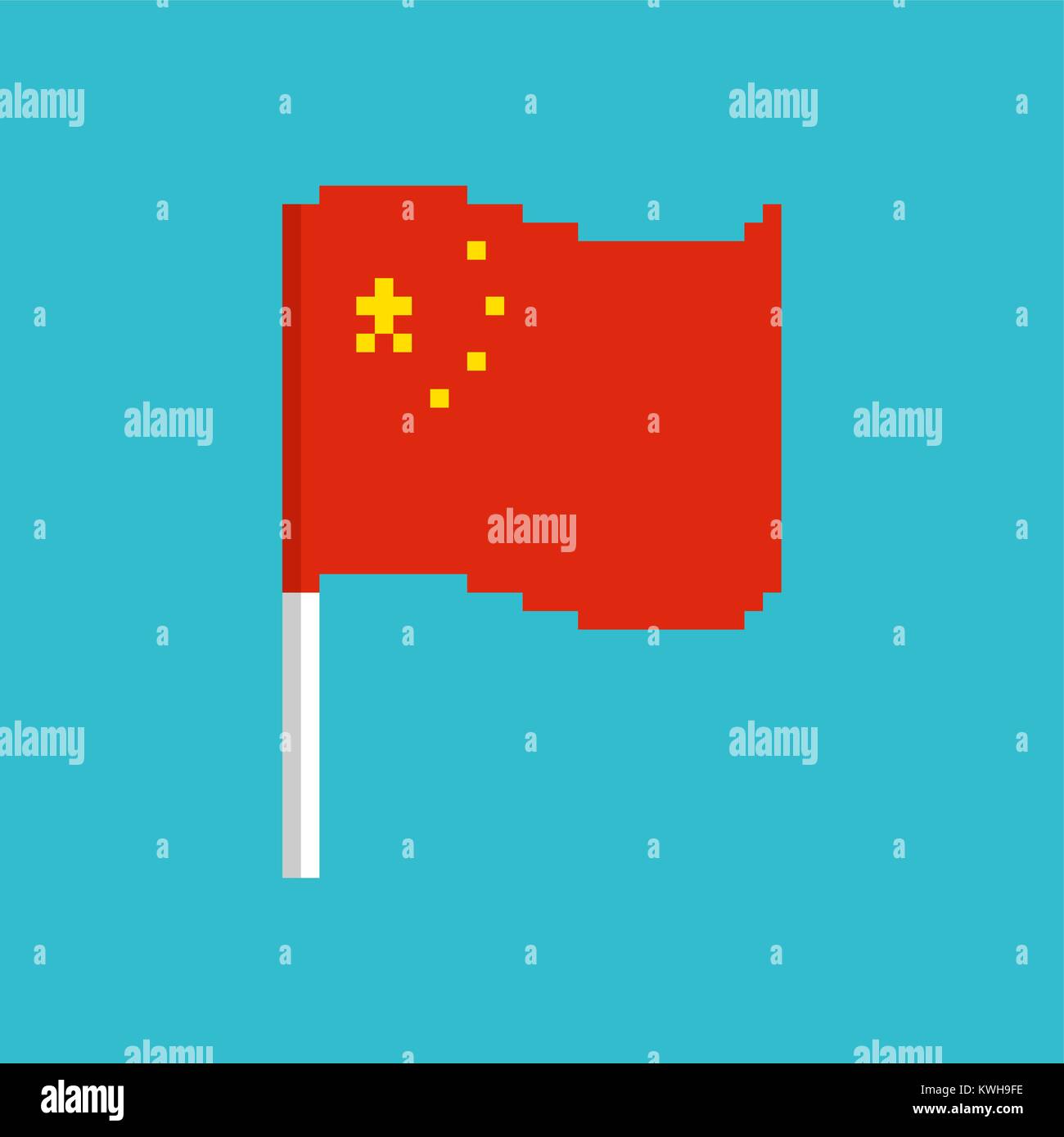 China Pixel Flag Pixelated Banner Chinese Political Bit Icon