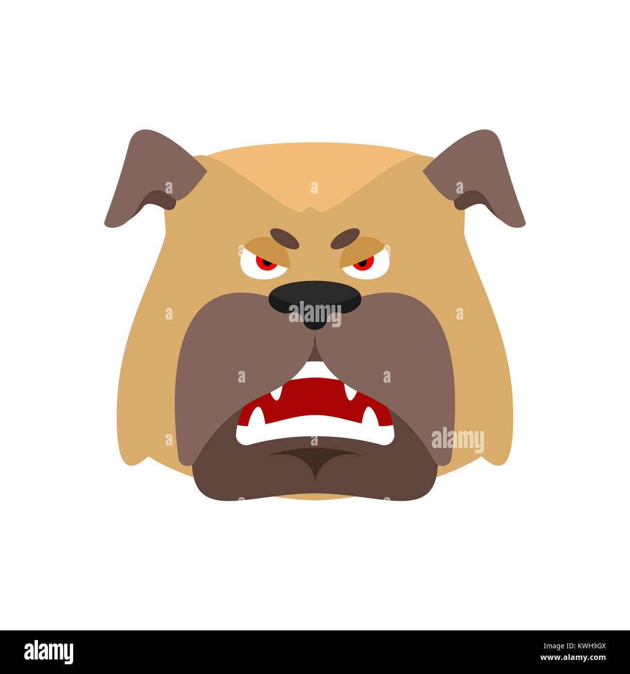 Dog angry emoji. Pet evil emotions avatar. bulldog aggressive. Vector illustration Stock Vector