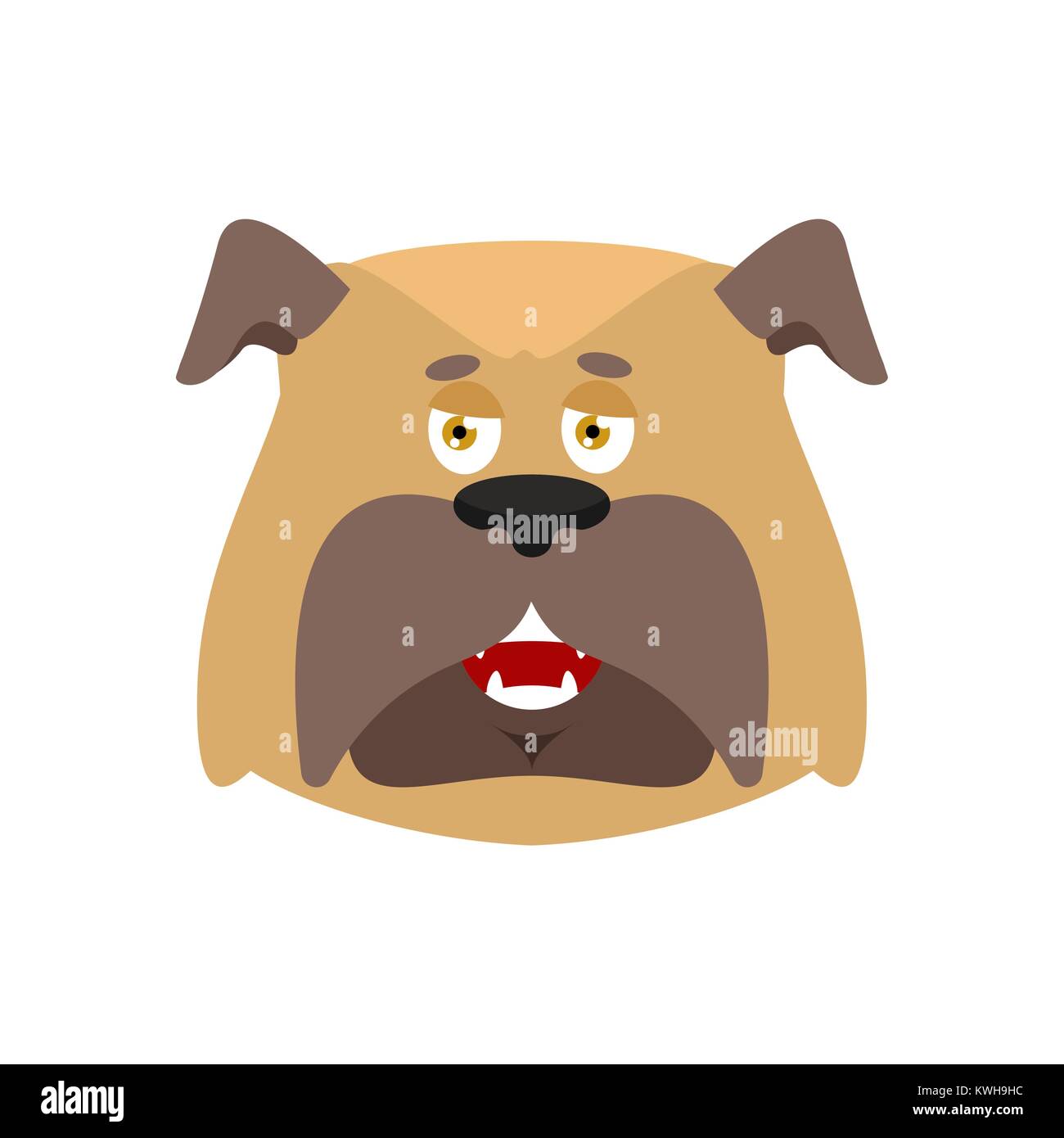 Dog happy emoji. Pet merry emotions. bulldog Joyful. Vector illustration Stock Vector