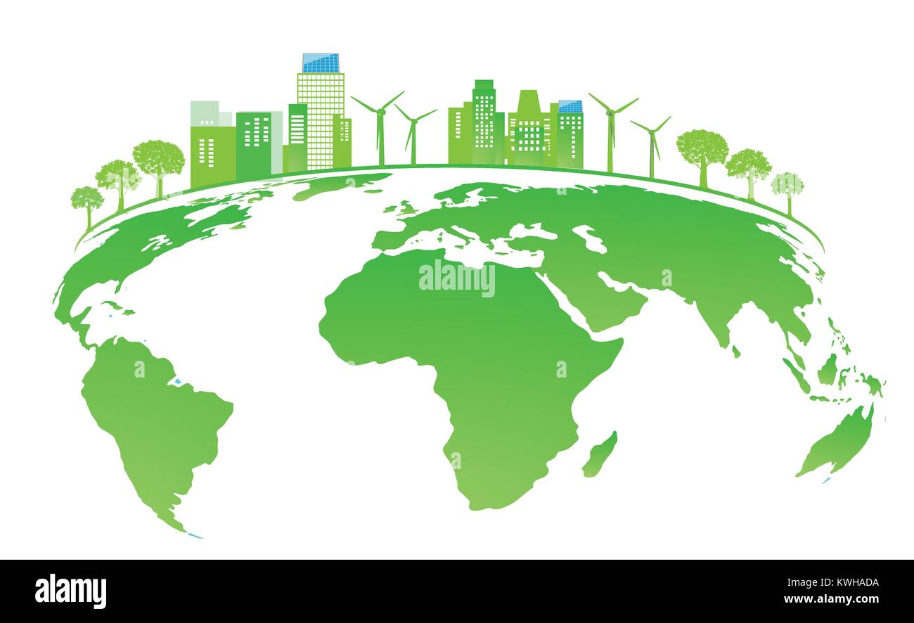 Land with solar panels and wind energy Stock Vector