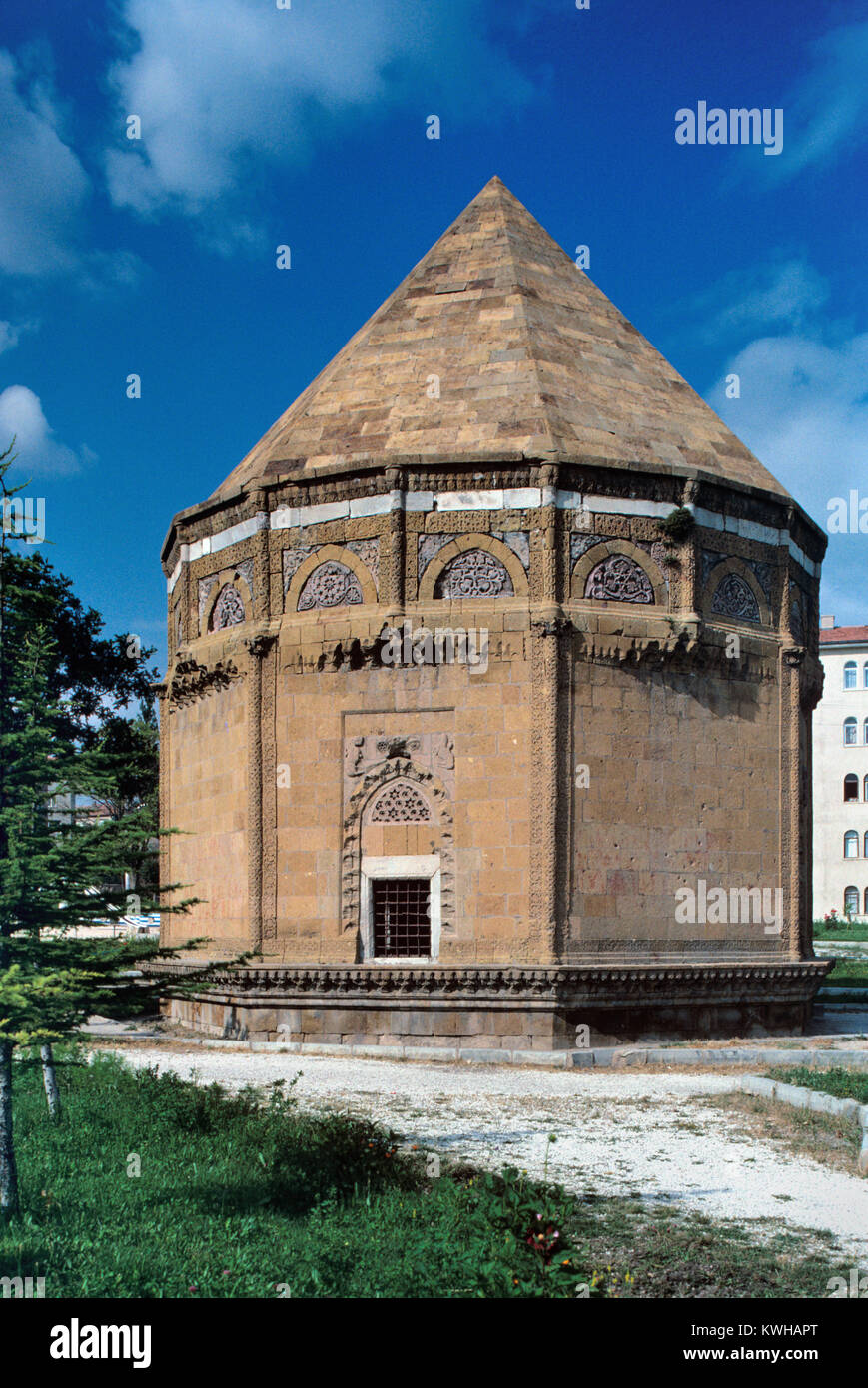 Seljuk c14th Hudavent Hatun Tomb (1312), Turbe or Mausoleum, built for the daughter of Kilij Arslan IV, Nigde, Cappadocia, Turkey Stock Photo