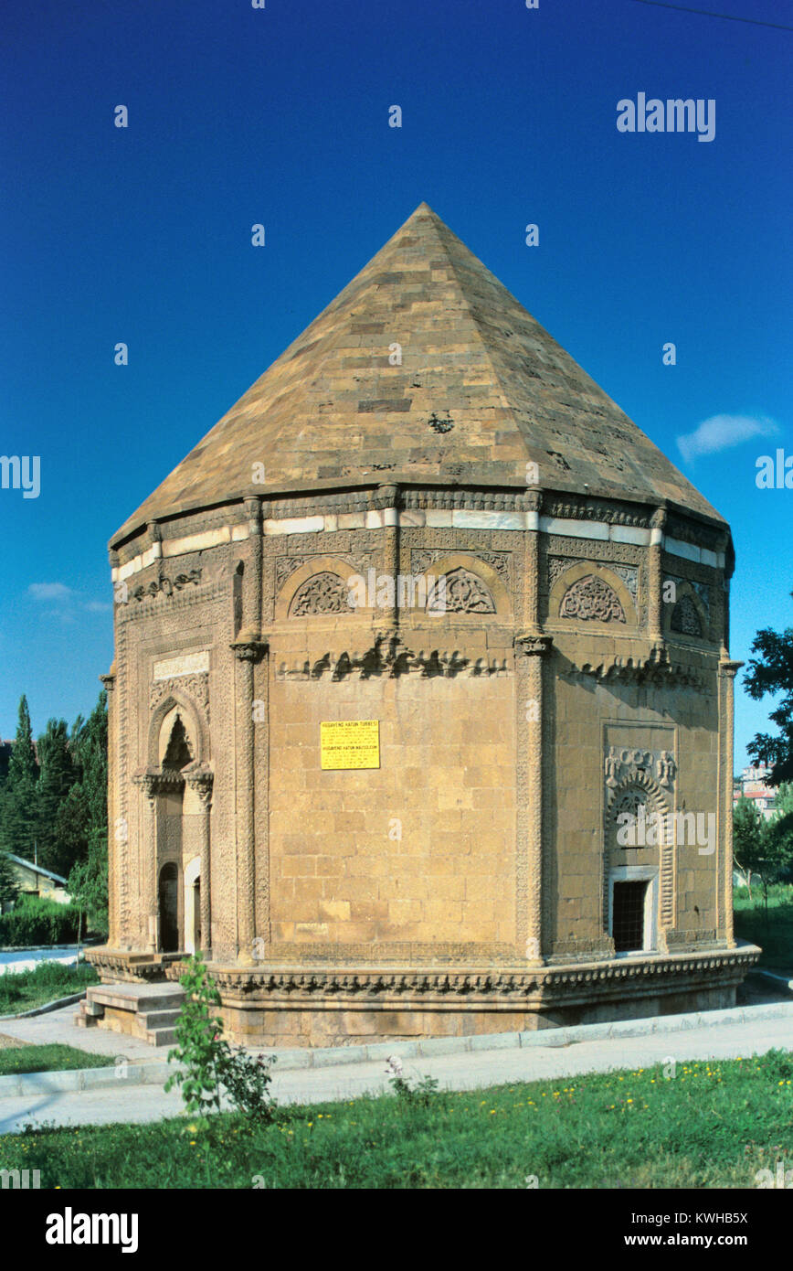 Seljuk c14th Hudavent Hatun Tomb (1312), Turbe or Mausoleum, built for the daughter of Kilij Arslan IV, Nigde, Cappadocia, Turkey Stock Photo
