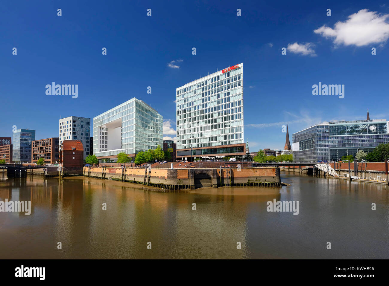 Mirror-publishing company building and Ericus-Contor in the Ericusspitze in the harbour city of Hamburg, Germany, Europe, Spiegel-VerlagsgebÃ¤ude und  Stock Photo