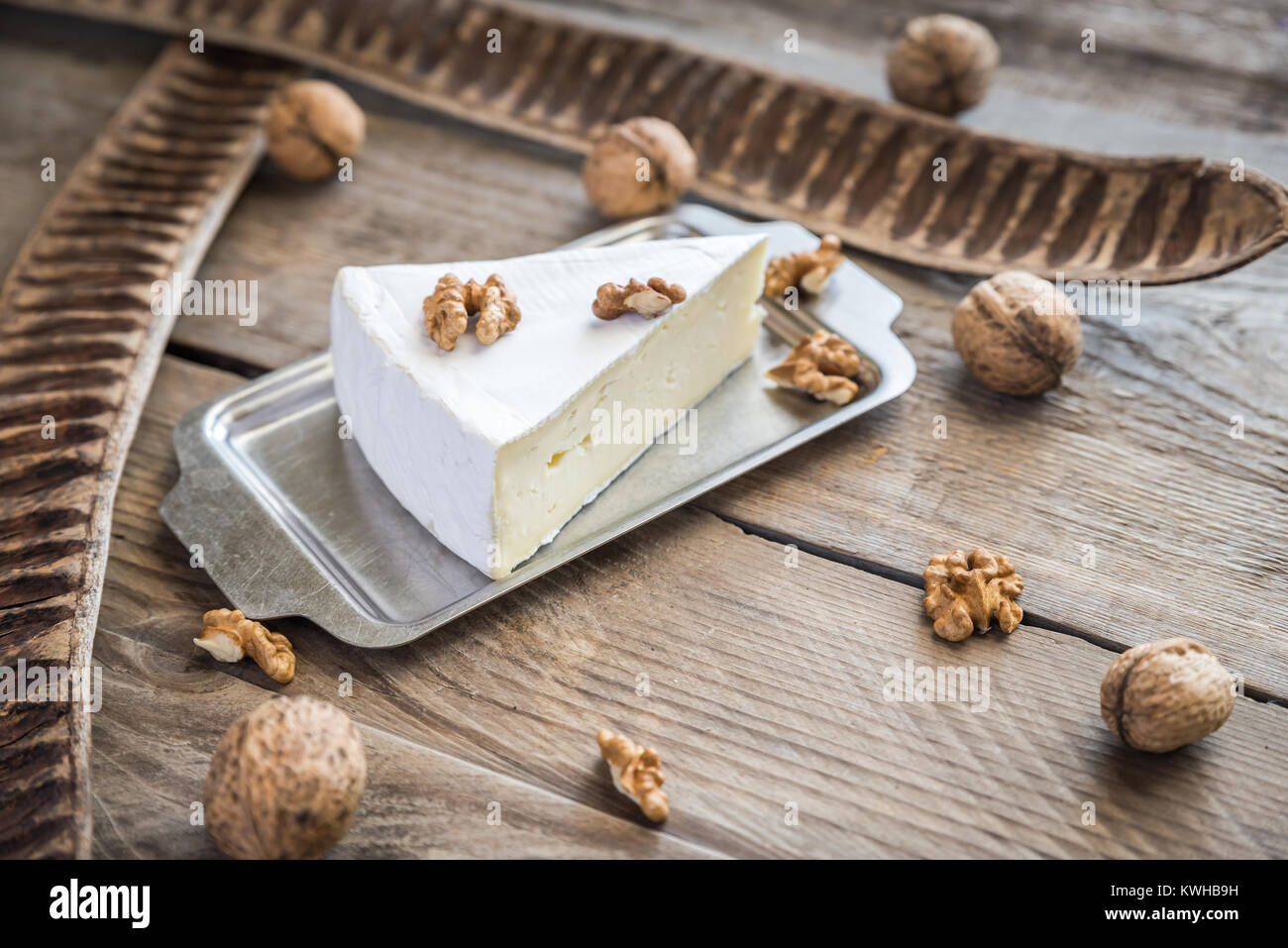 Brie cheese with nuts Stock Photo Alamy
