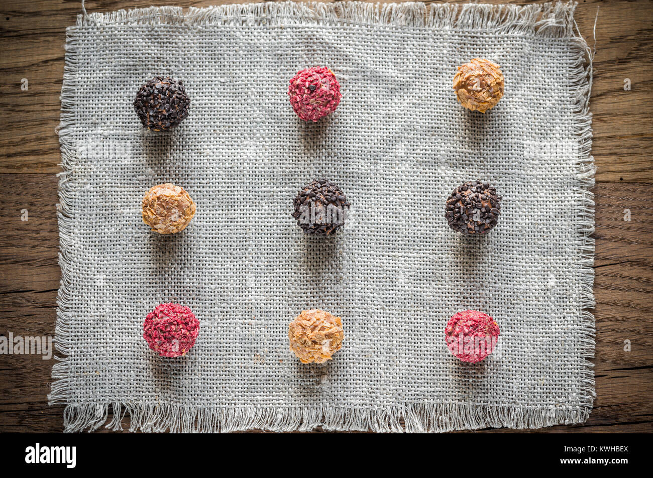 Exclusive truffles: top view Stock Photo - Alamy
