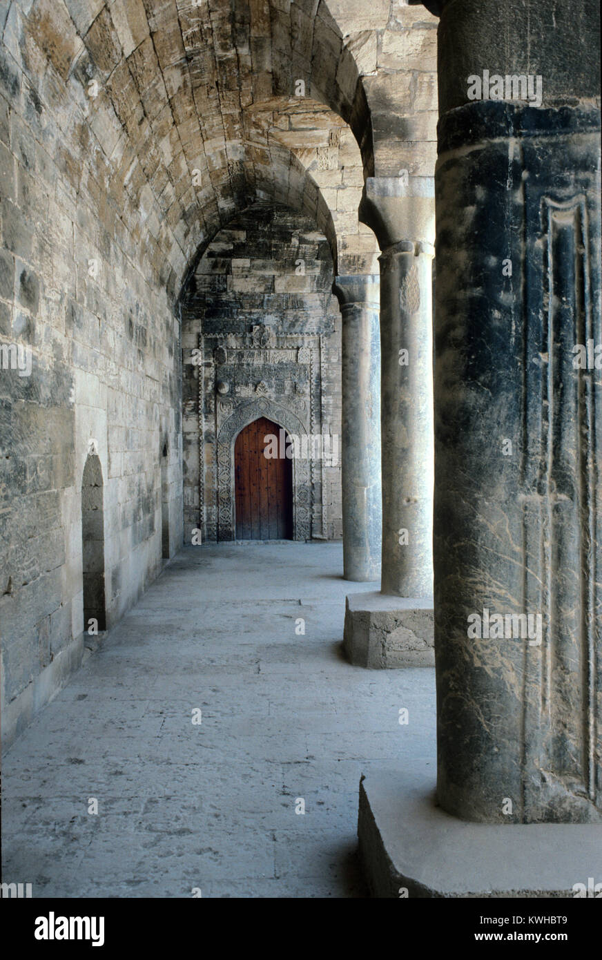 Interior of Seljuk-Style Nafise Sultan Medrese (1382) or Madrasa, Karaman, Turkey Stock Photo