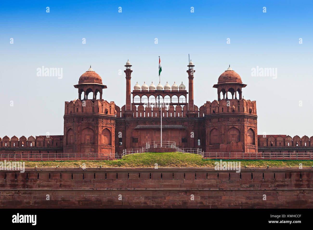 The Red Fort is a large fort complex located in Delhi Stock Photo