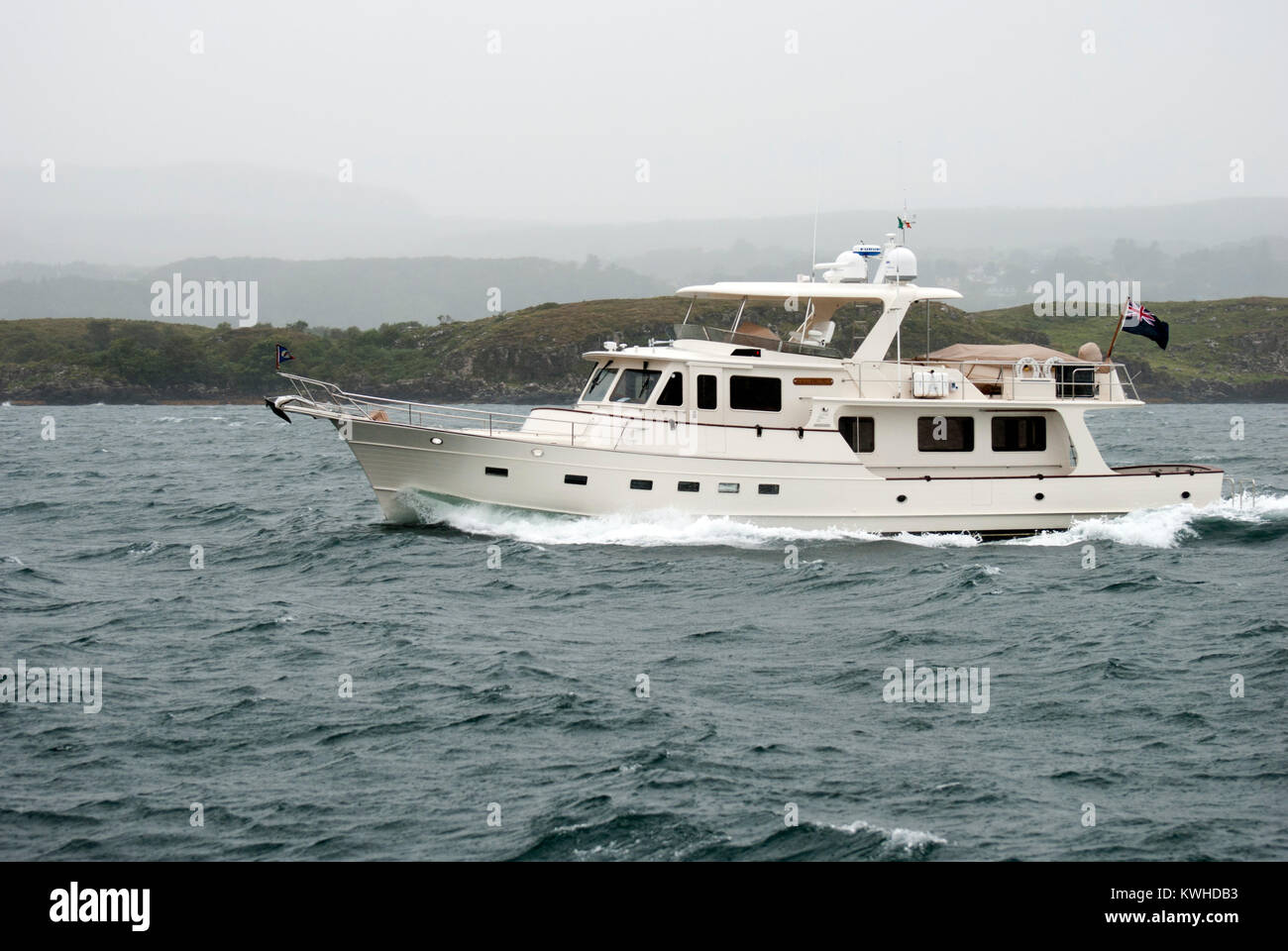 White Fleming 65 Luxury Motor Yacht Gentle Annie Cruising Sound of Mull Highlands Scotland United Kingdom Stock Photo