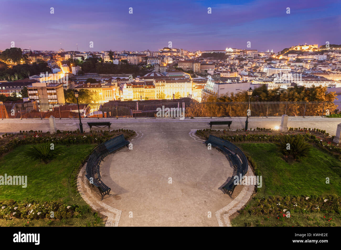 View from Miradouro Sao Pedro de Alcantara in Lisbon, Portugal Stock Photo