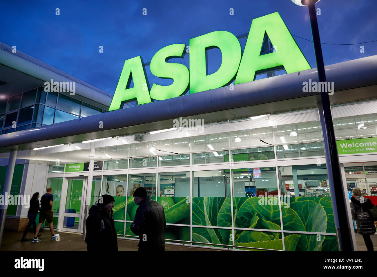 British supermarket retailer Asda owned by American Walmart in Hulme, Greater Manchester Stock Photo