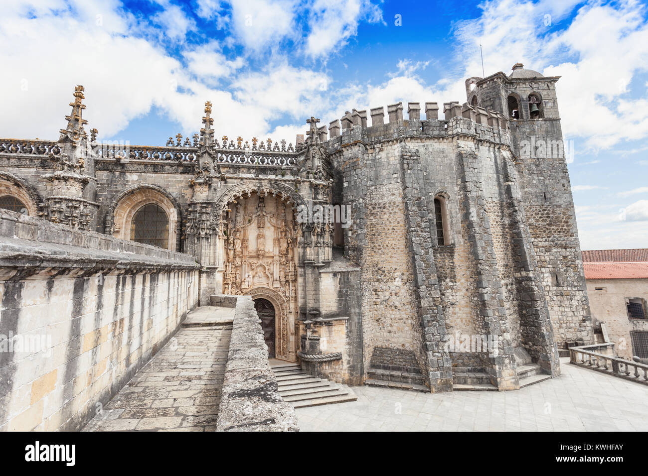 The Convent of the Order of Christ is a religious building and Roman Catholic building in Tomar, Portugal Stock Photo