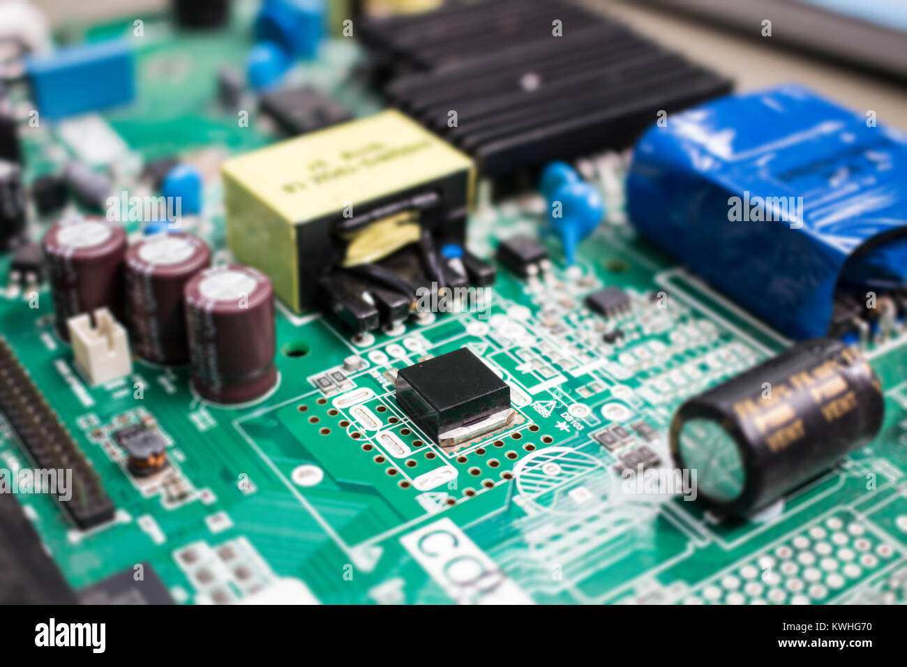The electronics parts on main board resistor and chip technology Stock Photo
