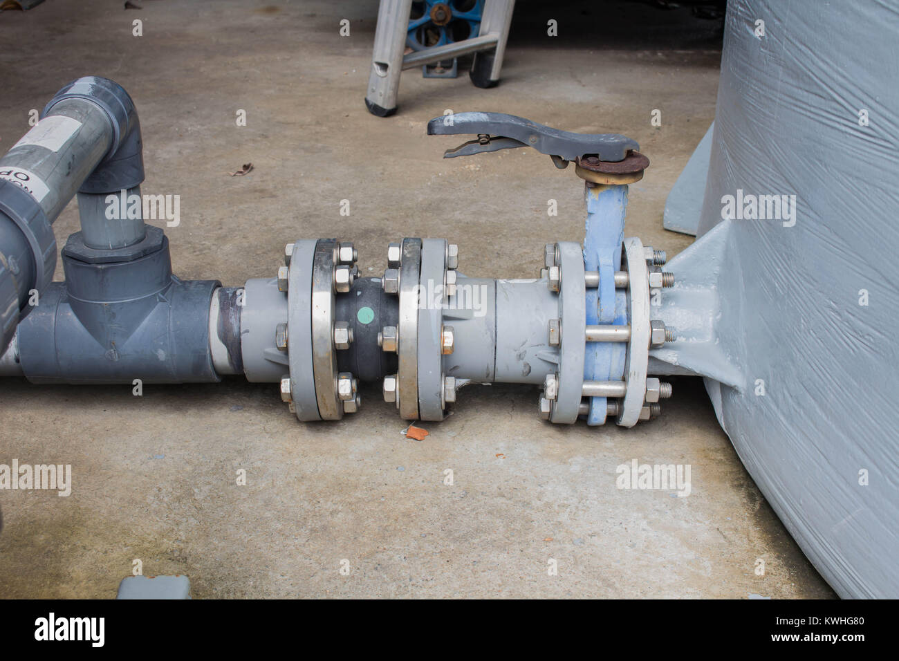 The Large pipe joints and water valve in pipe tap water Stock Photo Alamy