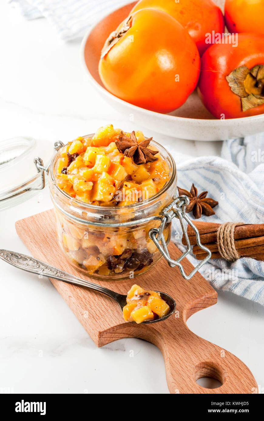 Traditional indian food recipes, Persimmon fruit Chutney with cinnamon