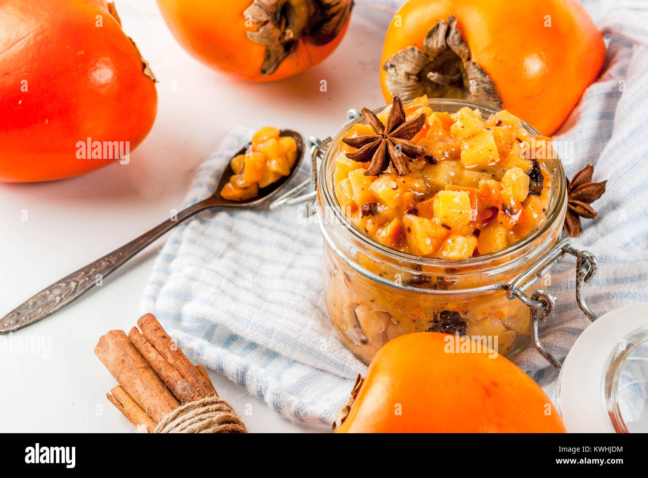 Traditional indian food recipes, Persimmon fruit Chutney with cinnamon