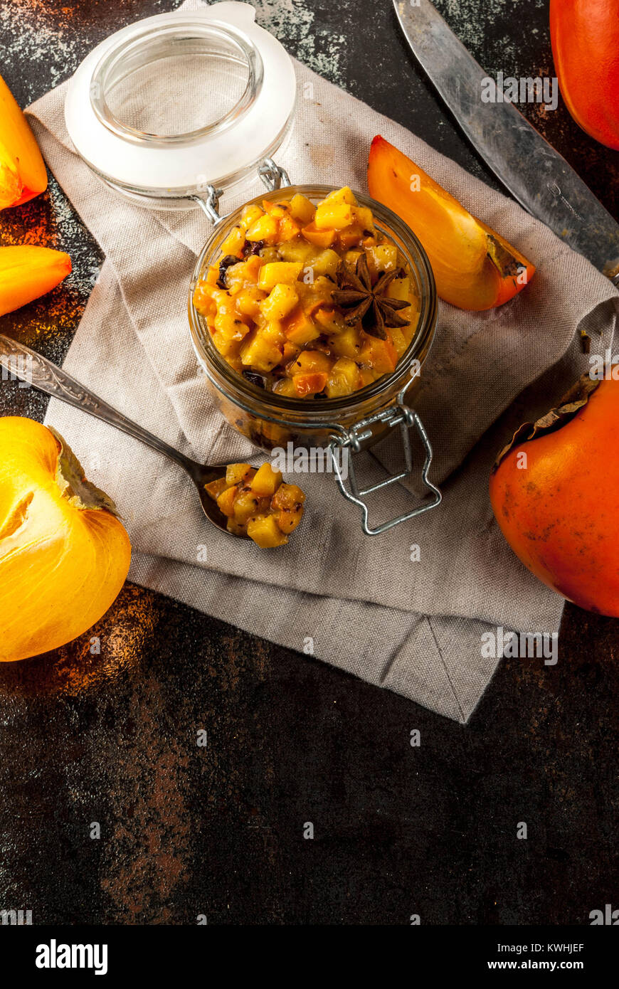 Traditional indian food recipes, Persimmon fruit Chutney with cinnamon