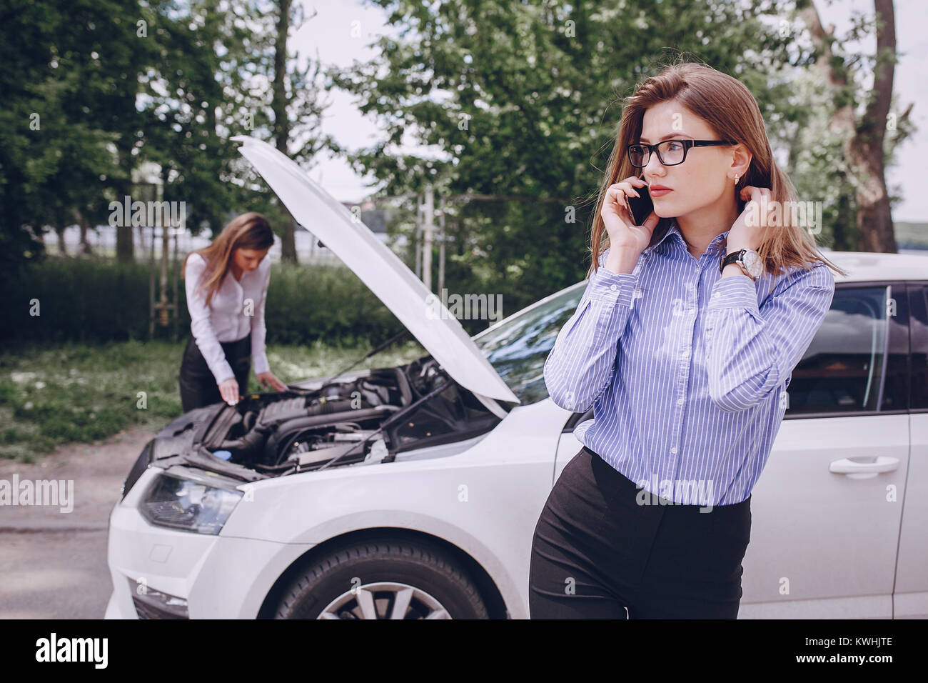 broke the car Stock Photo