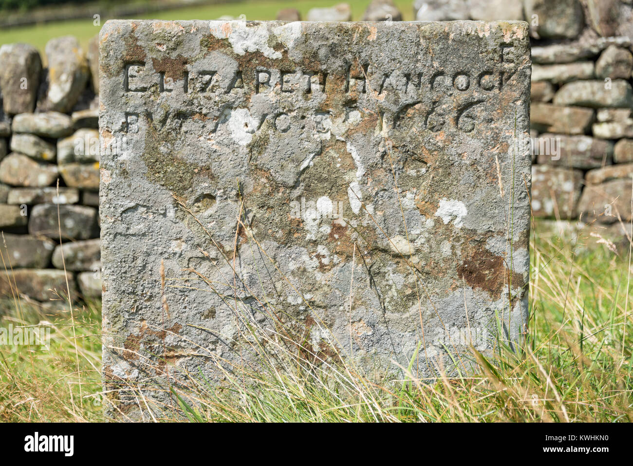 The Hancock family grave in Eyam, Derbyshire Stock Photo