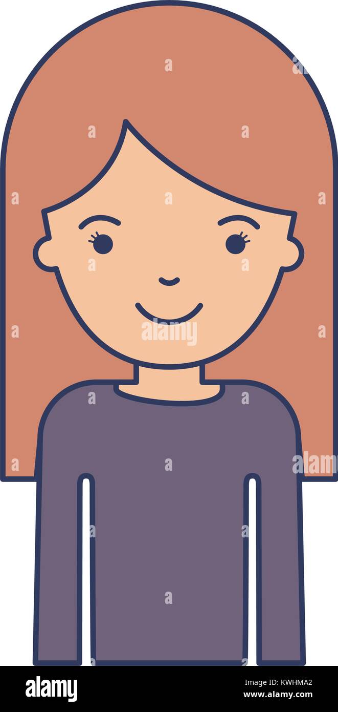 Half Body Woman With Long Straight Hair In Colorful Silhouette