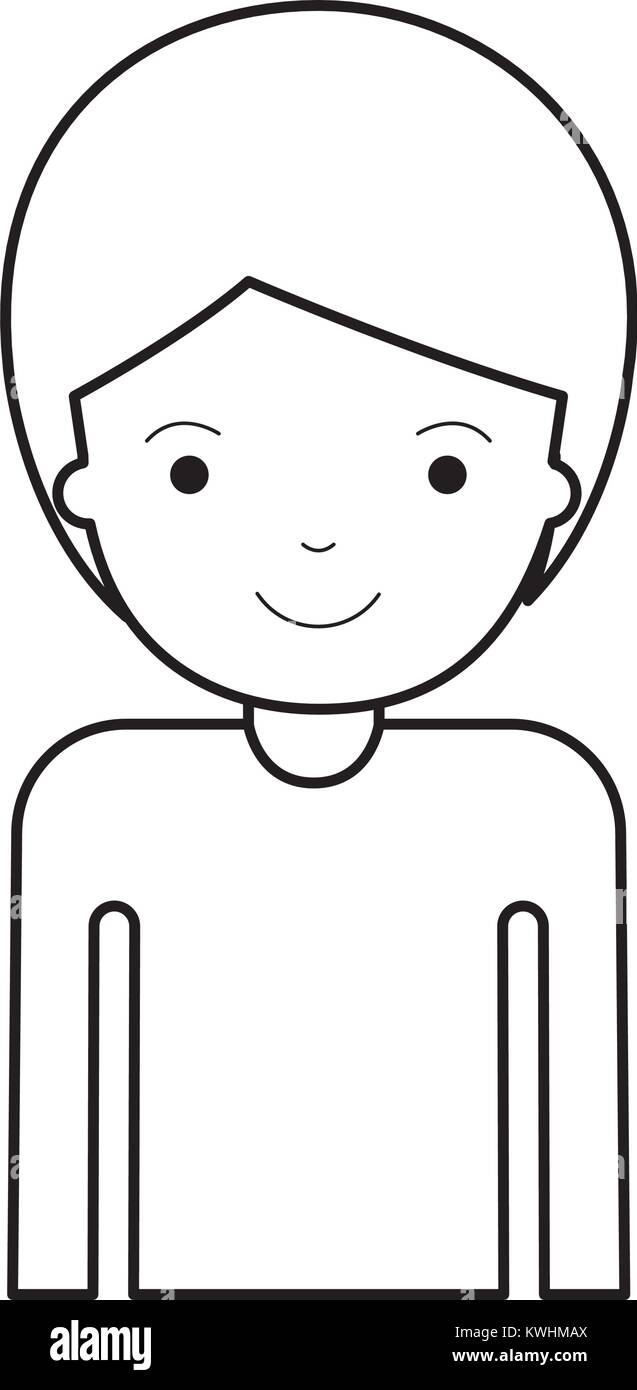 Half Body Man With Short Hair In Black Silhouette Stock Vector Image Art Alamy